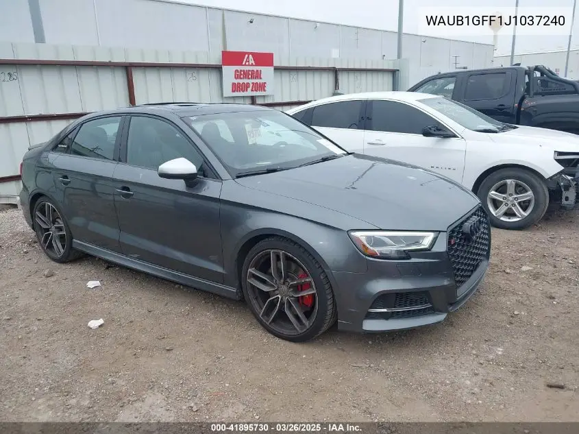 2018 Audi S3 2.0T Premium Plus/2.0T Tech Premium Plus VIN: WAUB1GFF1J1037240 Lot: 41895730