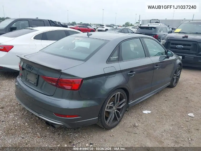 2018 Audi S3 2.0T Premium Plus/2.0T Tech Premium Plus VIN: WAUB1GFF1J1037240 Lot: 41895730
