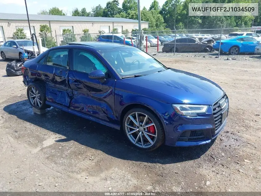 2018 Audi S3 2.0T Premium Plus/2.0T Tech Premium Plus VIN: WAUF1GFF2J1034509 Lot: 42614777