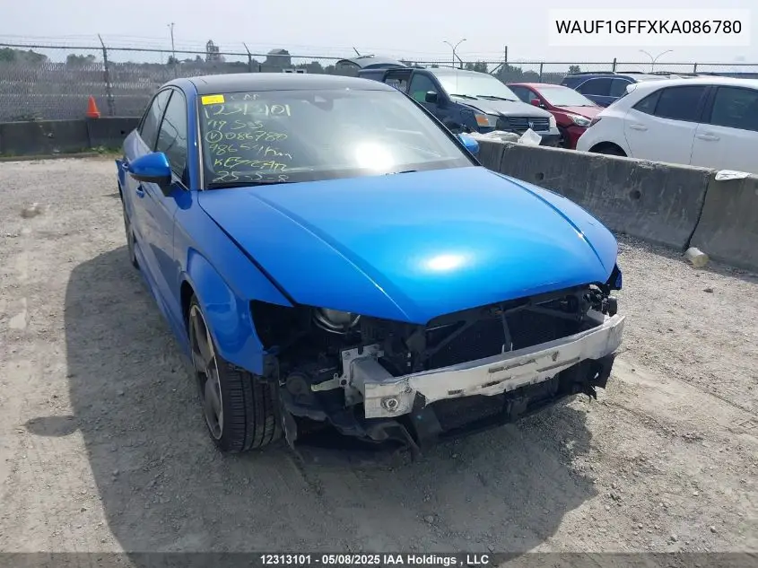 2019 Audi S3 Prestige VIN: WAUF1GFFXKA086780 Lot: 12313101