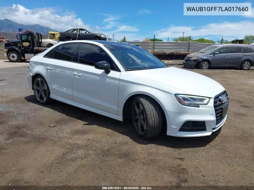 2020 Audi S3 Premium Tfsi Quattro S Tronic VIN: WAUB1GFF7LA017660 Lot: 42618231