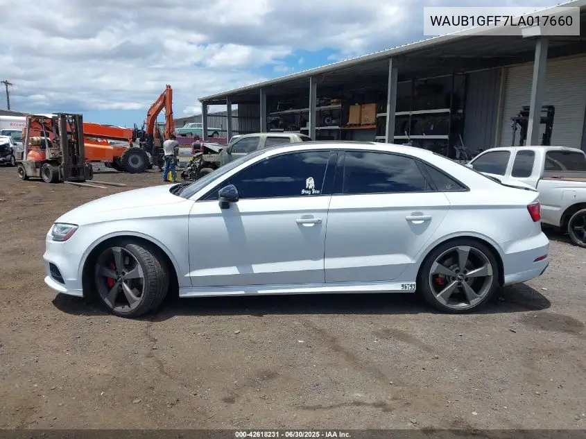 2020 Audi S3 Premium Tfsi Quattro S Tronic VIN: WAUB1GFF7LA017660 Lot: 42618231