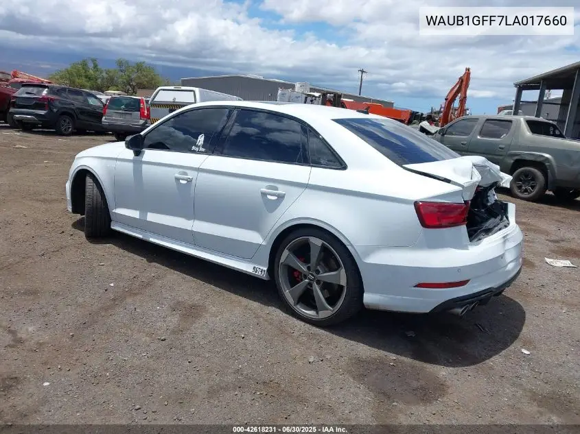 2020 Audi S3 Premium Tfsi Quattro S Tronic VIN: WAUB1GFF7LA017660 Lot: 42618231