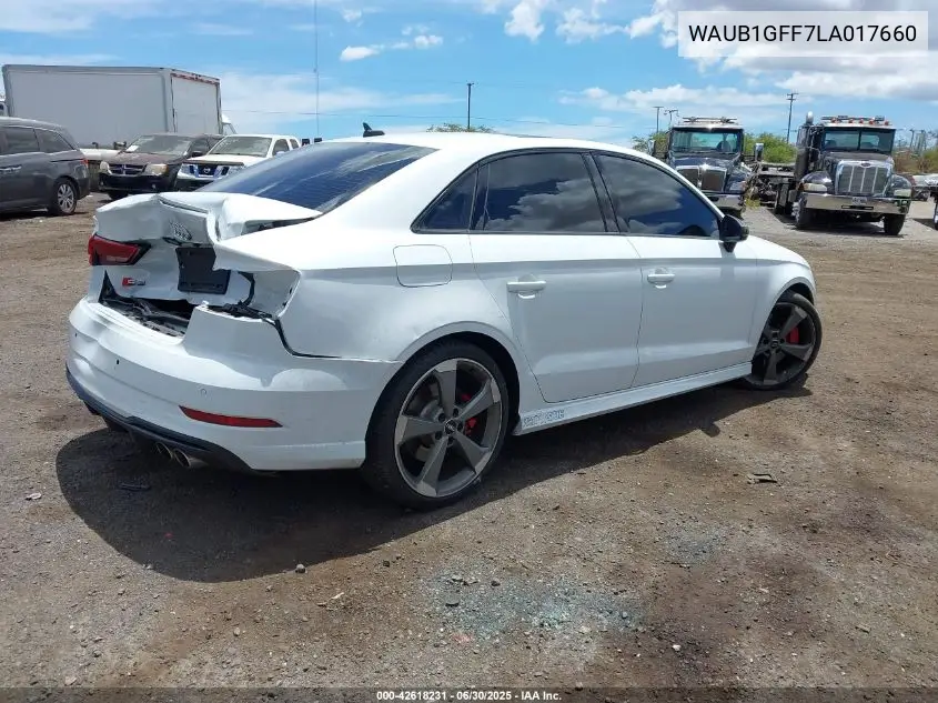 2020 Audi S3 Premium Tfsi Quattro S Tronic VIN: WAUB1GFF7LA017660 Lot: 42618231