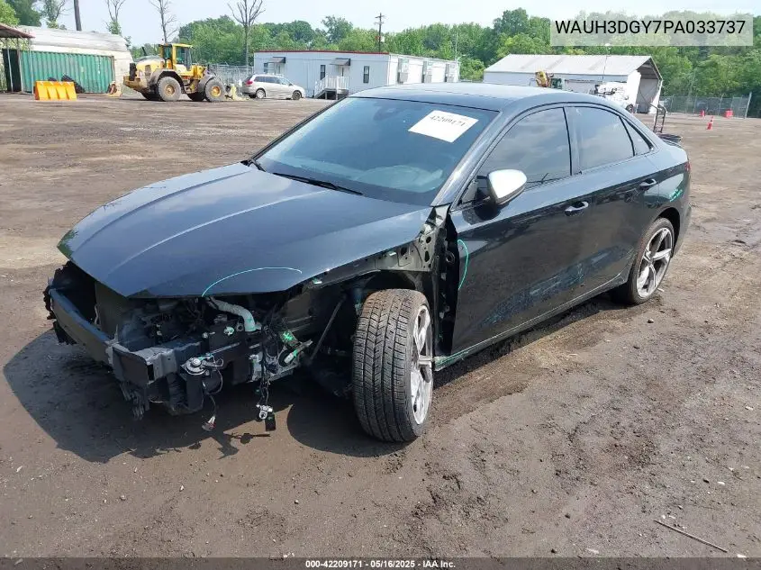 2023 Audi S3 Premium Plus Tfsi Quattro S Tronic VIN: WAUH3DGY7PA033737 Lot: 42209171