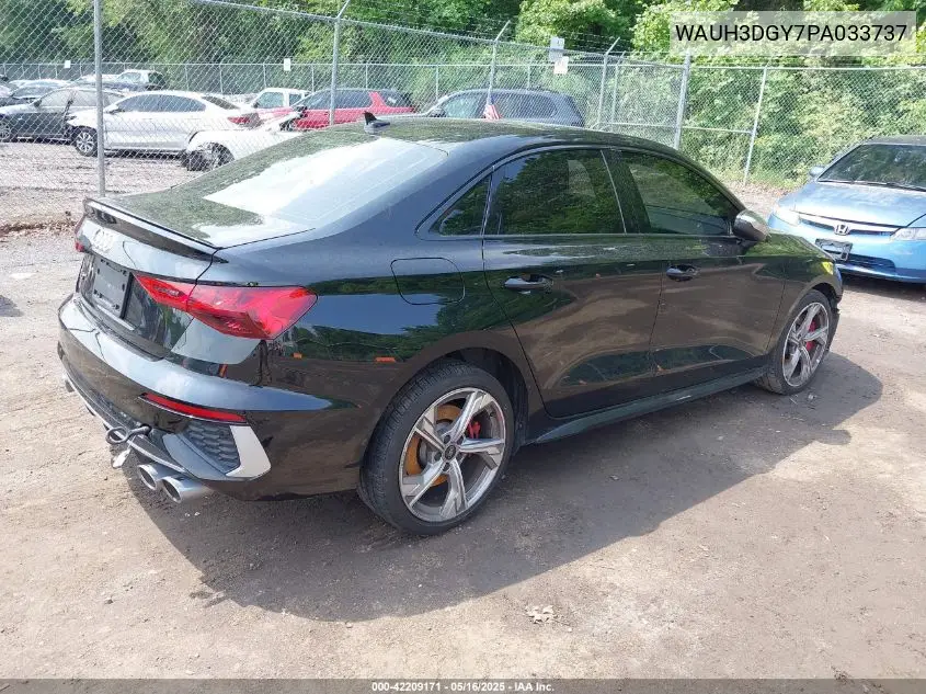 2023 Audi S3 Premium Plus Tfsi Quattro S Tronic VIN: WAUH3DGY7PA033737 Lot: 42209171