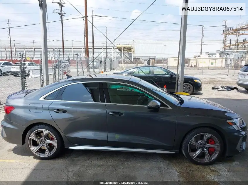 2024 Audi S3 Prestige Tfsi Quattro S Tronic VIN: WAUJ3DGY8RA067514 Lot: 42086328