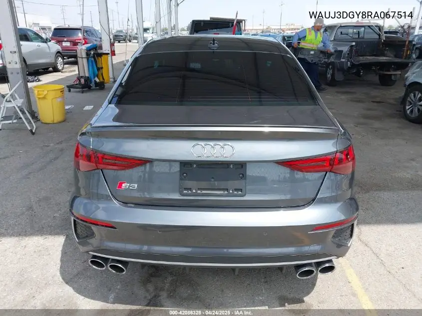 2024 Audi S3 Prestige Tfsi Quattro S Tronic VIN: WAUJ3DGY8RA067514 Lot: 42086328