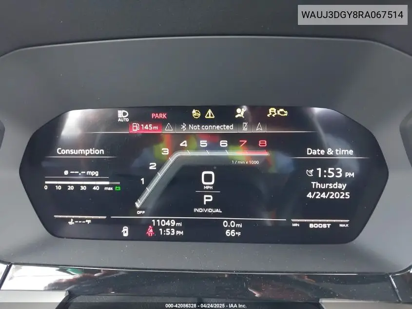 2024 Audi S3 Prestige Tfsi Quattro S Tronic VIN: WAUJ3DGY8RA067514 Lot: 42086328