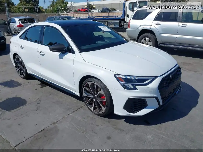 2024 Audi S3 Premium Plus Tfsi Quattro S Tronic VIN: WAUH3DGY4RA022732 Lot: 42575255