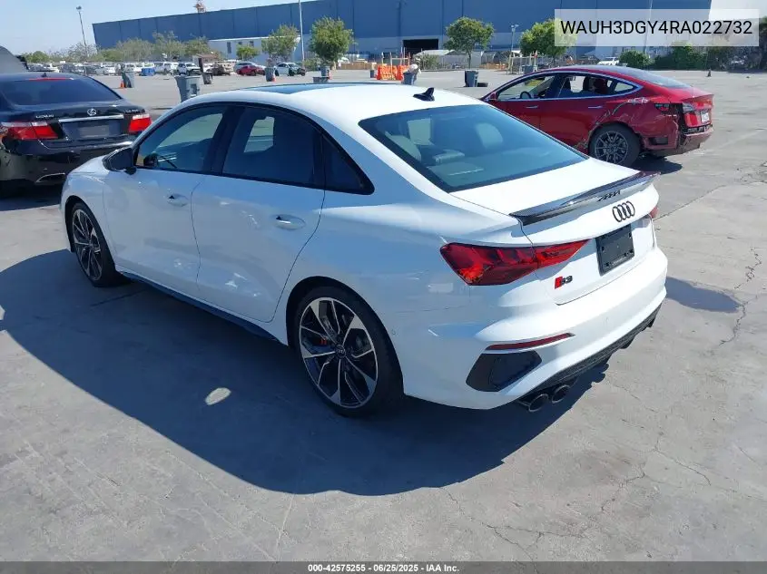 2024 Audi S3 Premium Plus Tfsi Quattro S Tronic VIN: WAUH3DGY4RA022732 Lot: 42575255