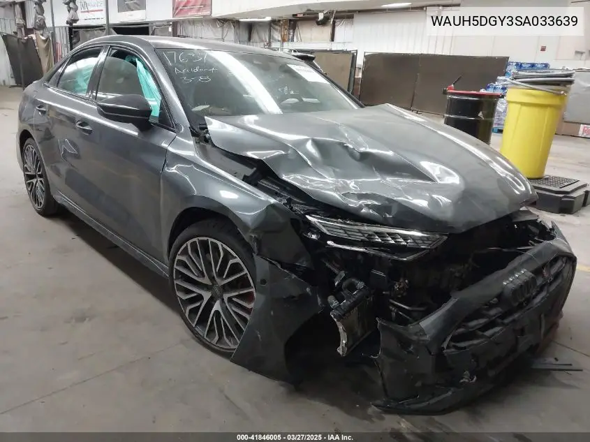 2025 Audi S3 Premium Plus Tfsi Quattro S Tronic VIN: WAUH5DGY3SA033639 Lot: 41846005