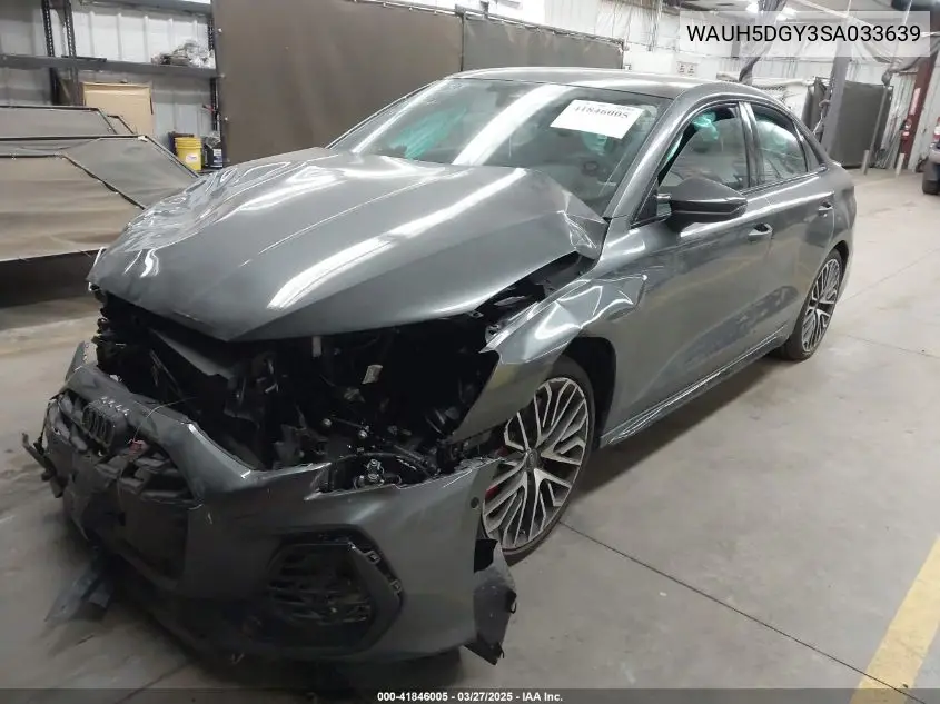 2025 Audi S3 Premium Plus Tfsi Quattro S Tronic VIN: WAUH5DGY3SA033639 Lot: 41846005