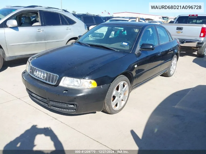 2001 Audi S4 2.7 Quattro VIN: WAURD68D21A096728 Lot: 41209770