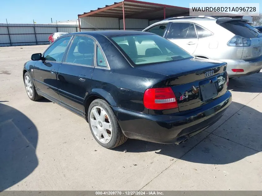 2001 Audi S4 2.7 Quattro VIN: WAURD68D21A096728 Lot: 41209770