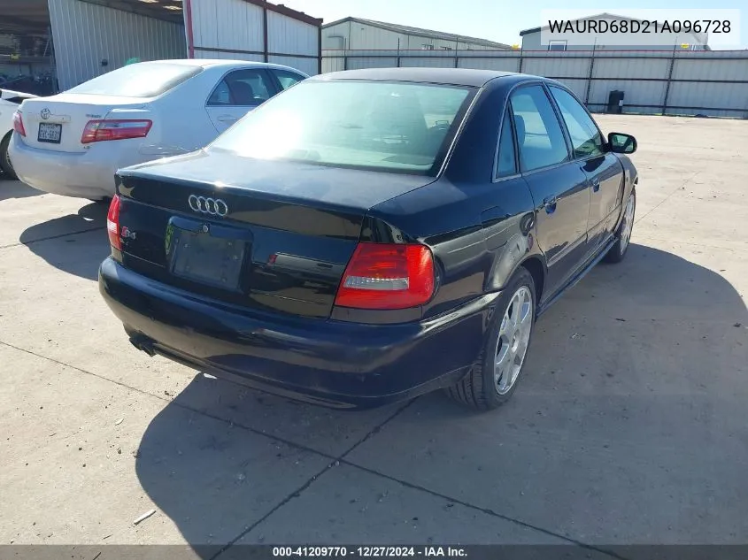 2001 Audi S4 2.7 Quattro VIN: WAURD68D21A096728 Lot: 41209770