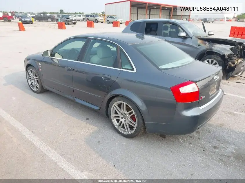 2004 Audi S4 VIN: WAUPL68E84A048111 Lot: 42361728