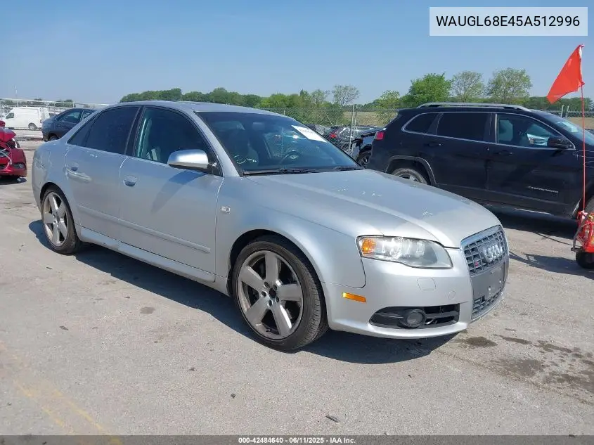 2005 Audi S4 4.2 VIN: WAUGL68E45A512996 Lot: 42484640