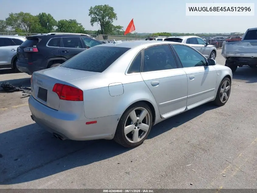 2005 Audi S4 4.2 VIN: WAUGL68E45A512996 Lot: 42484640