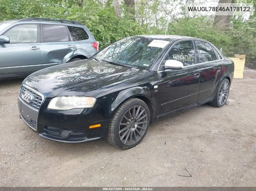 2006 Audi S4 4.2 VIN: WAUGL78E46A178122 Lot: 42172205