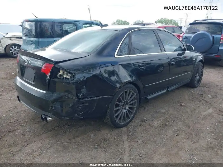 2006 Audi S4 4.2 VIN: WAUGL78E46A178122 Lot: 42172205