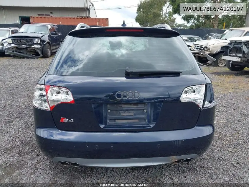 2007 Audi S4 4.2 Avant VIN: WAUUL78E67A220097 Lot: 42140957
