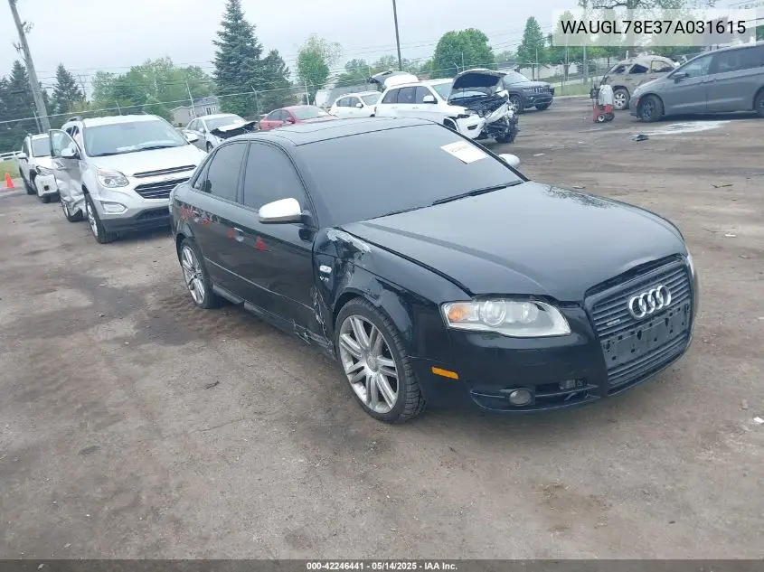 2007 Audi S4 4.2 VIN: WAUGL78E37A031615 Lot: 42246441