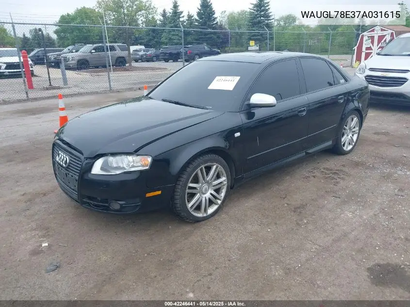 2007 Audi S4 4.2 VIN: WAUGL78E37A031615 Lot: 42246441