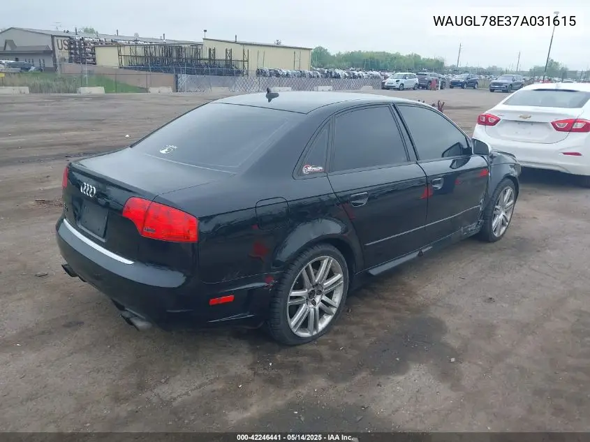 2007 Audi S4 4.2 VIN: WAUGL78E37A031615 Lot: 42246441