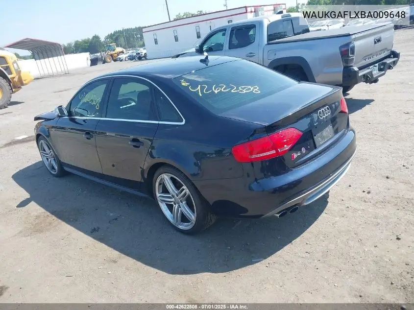 2011 Audi S4 3.0 Premium Plus VIN: WAUKGAFLXBA009648 Lot: 42622508