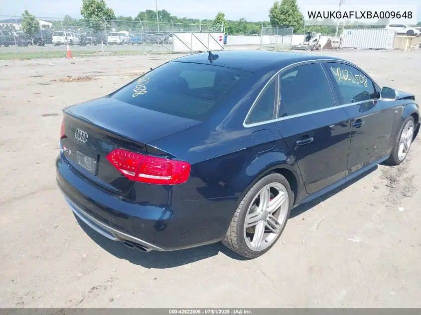 2011 Audi S4 3.0 Premium Plus VIN: WAUKGAFLXBA009648 Lot: 42622508