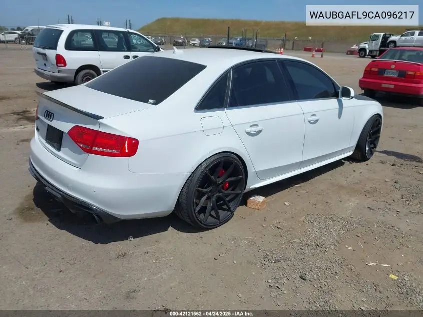 2012 Audi S4 3.0 Premium Plus VIN: WAUBGAFL9CA096217 Lot: 42121562