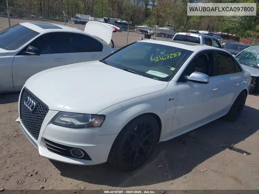 2012 Audi S4 3.0 Premium Plus VIN: WAUBGAFLXCA097800 Lot: 42167287