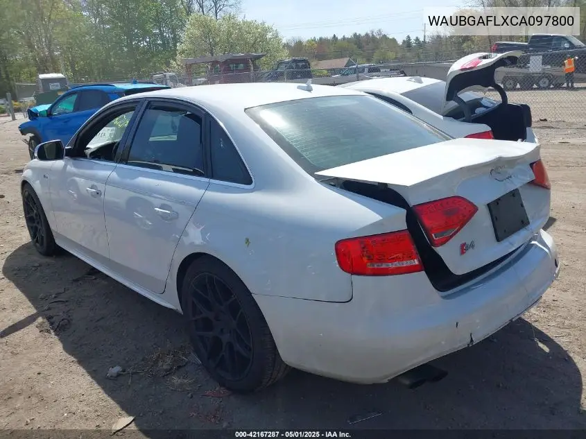 2012 Audi S4 3.0 Premium Plus VIN: WAUBGAFLXCA097800 Lot: 42167287