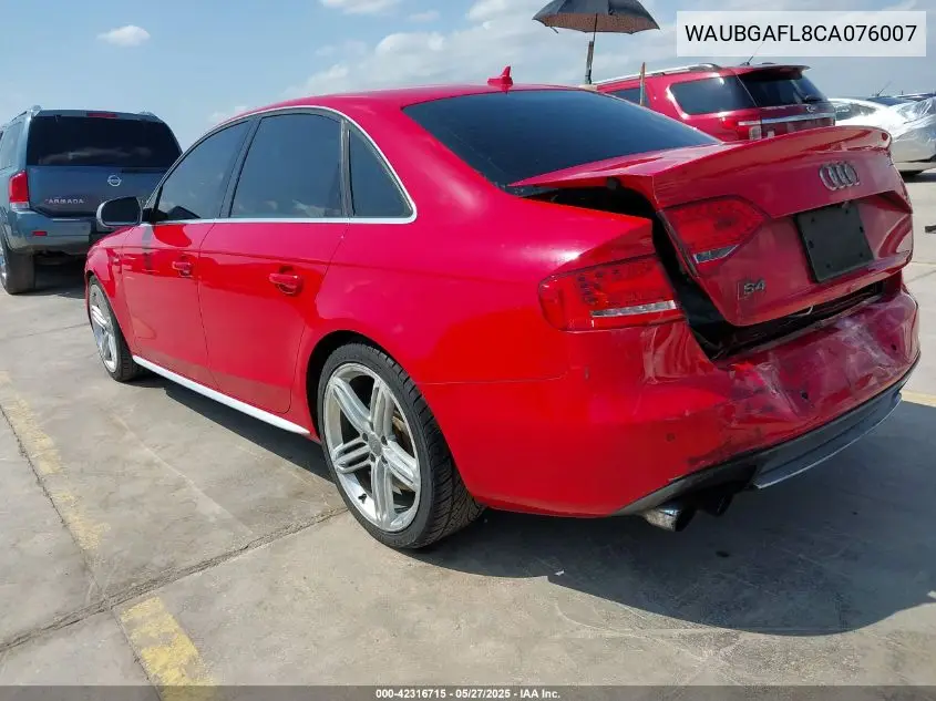 2012 Audi S4 3.0 Premium Plus VIN: WAUBGAFL8CA076007 Lot: 42316715