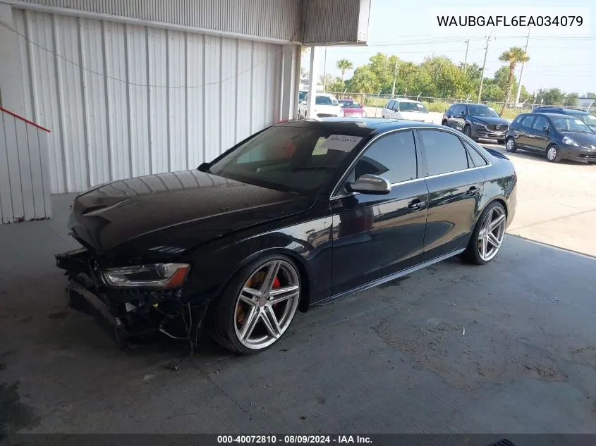 2014 Audi S4 3.0T Premium Plus VIN: WAUBGAFL6EA034079 Lot: 40072810