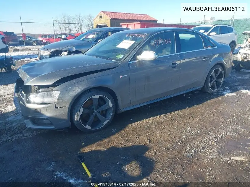 2014 Audi S4 3.0T Premium Plus VIN: WAUBGAFL3EA006112 Lot: 41575914