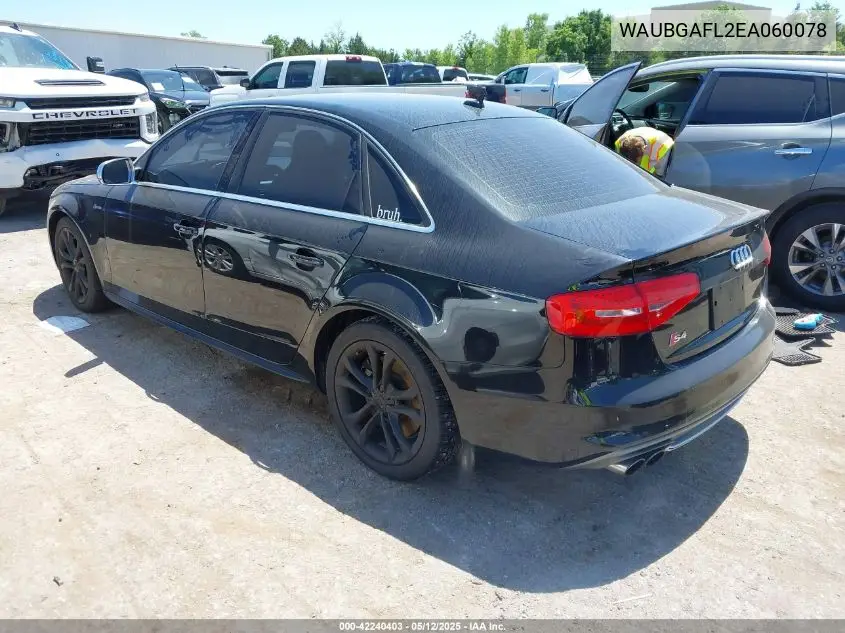 2014 Audi S4 3.0T Premium Plus VIN: WAUBGAFL2EA060078 Lot: 42240403
