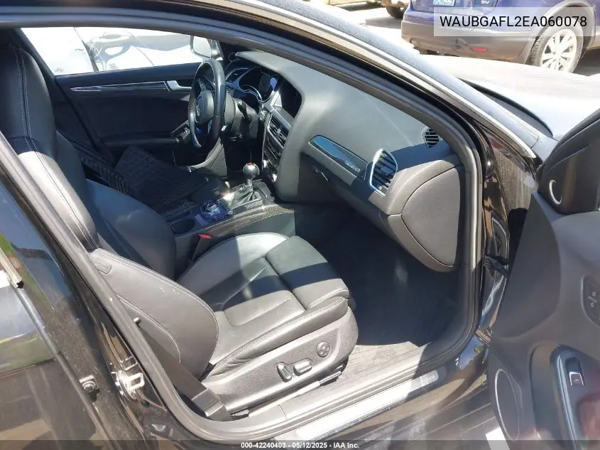 2014 Audi S4 3.0T Premium Plus VIN: WAUBGAFL2EA060078 Lot: 42240403