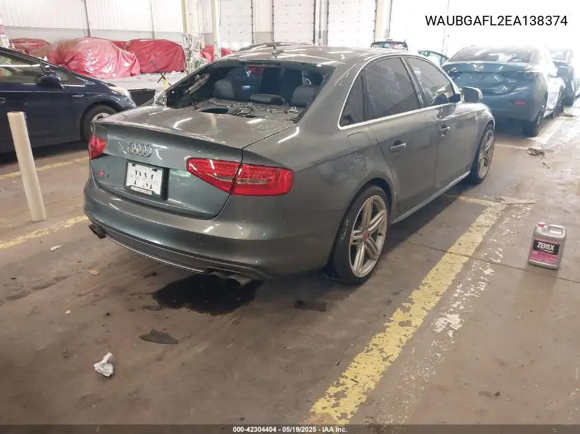 2014 Audi S4 3.0T Premium Plus VIN: WAUBGAFL2EA138374 Lot: 42304404