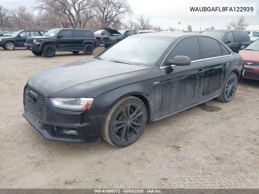 2015 Audi S4 3.0T Premium Plus VIN: WAUBGAFL8FA122939 Lot: 41698372