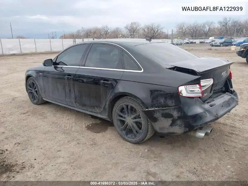 2015 Audi S4 3.0T Premium Plus VIN: WAUBGAFL8FA122939 Lot: 41698372
