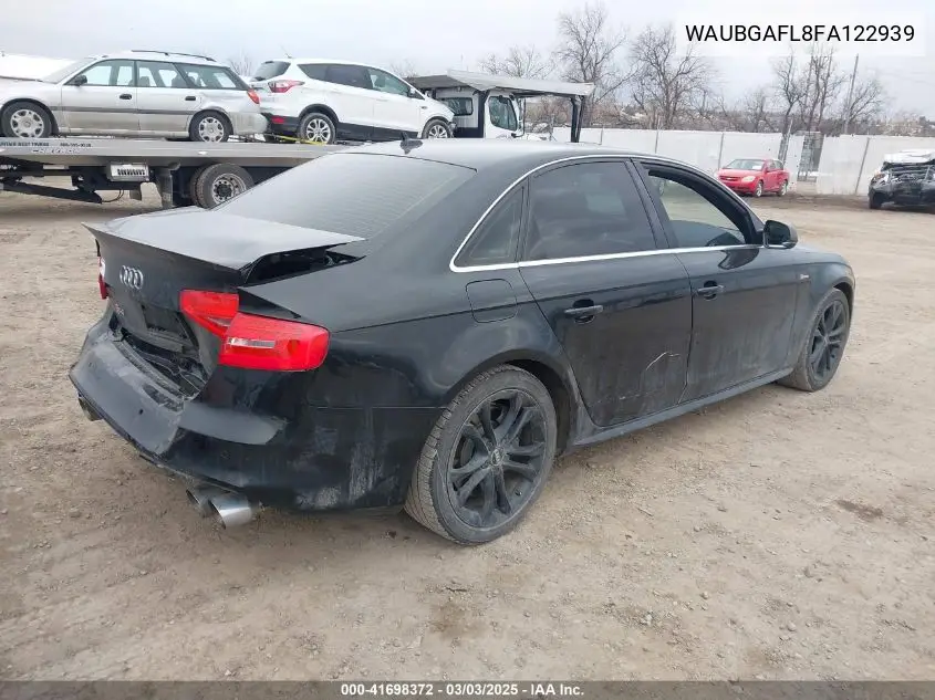 2015 Audi S4 3.0T Premium Plus VIN: WAUBGAFL8FA122939 Lot: 41698372