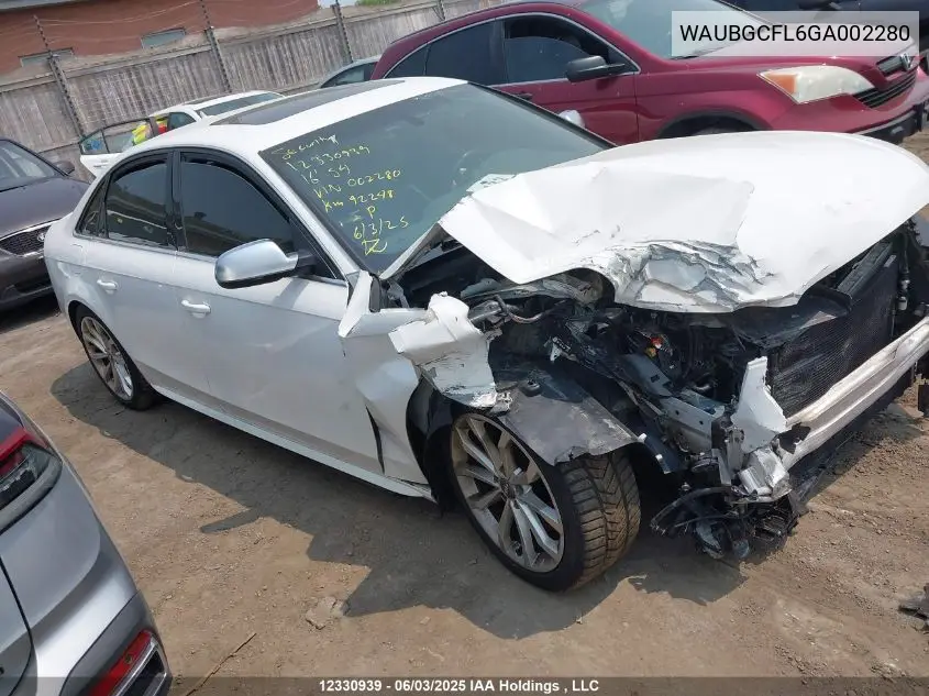 2016 Audi S4 3.0T Progressiv Plus VIN: WAUBGCFL6GA002280 Lot: 12330939