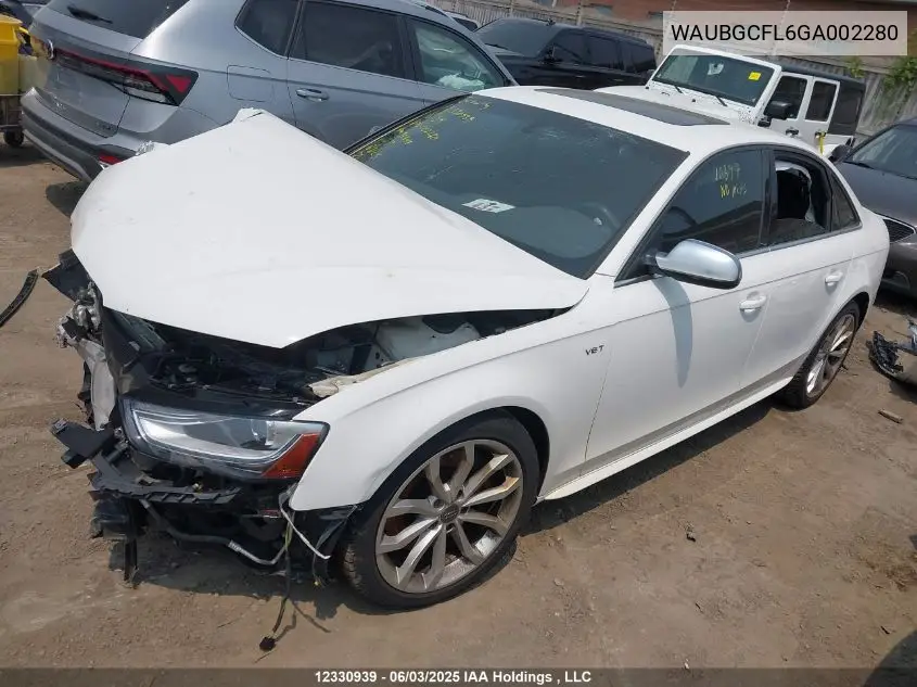 2016 Audi S4 3.0T Progressiv Plus VIN: WAUBGCFL6GA002280 Lot: 12330939