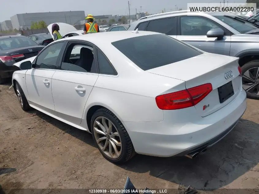 2016 Audi S4 3.0T Progressiv Plus VIN: WAUBGCFL6GA002280 Lot: 12330939