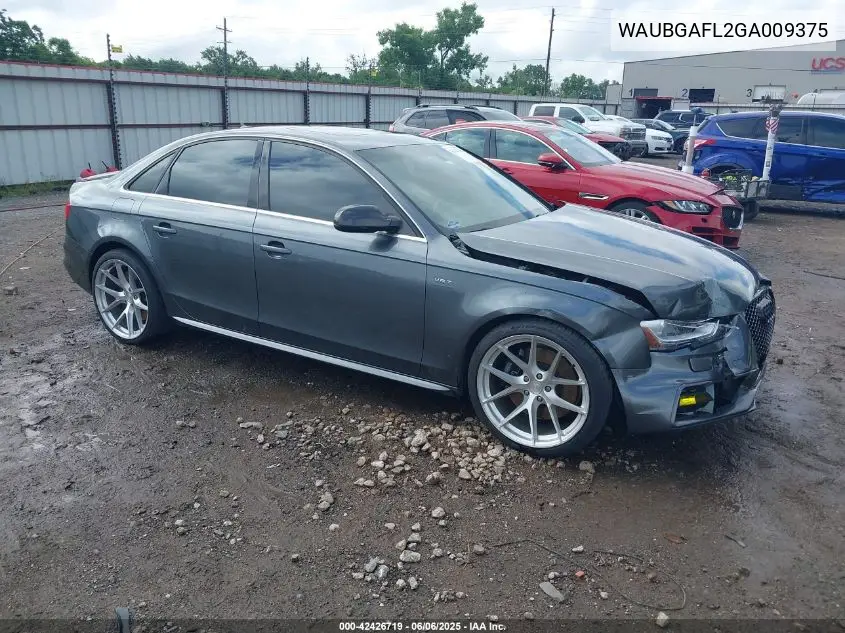 2016 Audi S4 3.0T Premium Plus VIN: WAUBGAFL2GA009375 Lot: 42426719