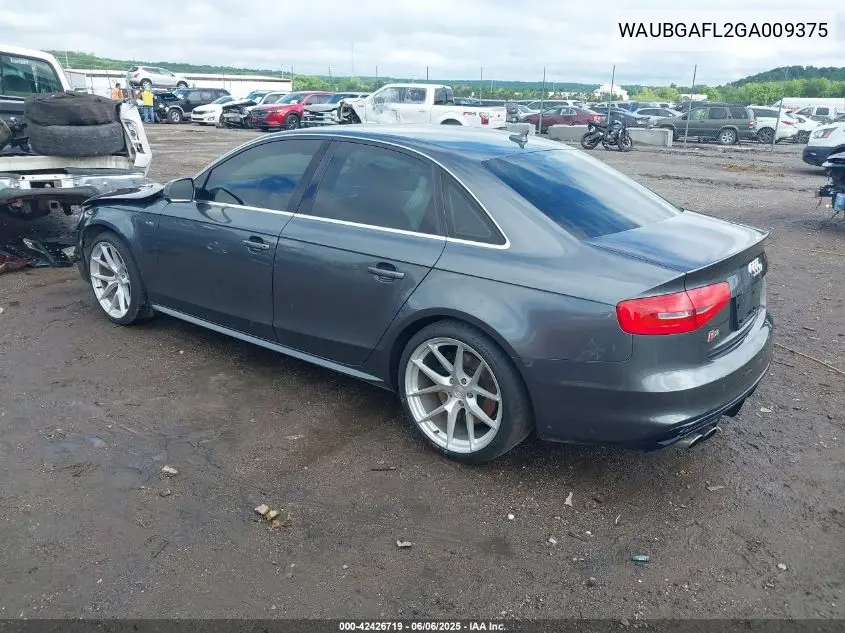 2016 Audi S4 3.0T Premium Plus VIN: WAUBGAFL2GA009375 Lot: 42426719