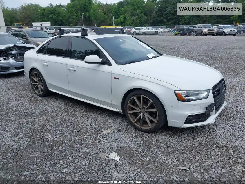 2016 Audi S4 Prestige VIN: WAUKGAFL8GA006335 Lot: 42603110