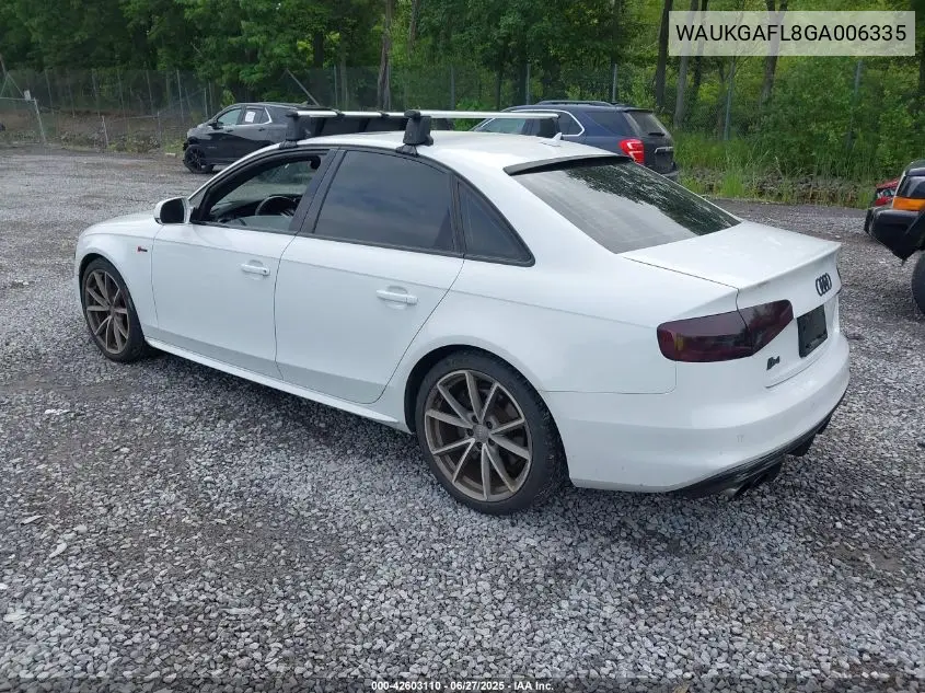 2016 Audi S4 Prestige VIN: WAUKGAFL8GA006335 Lot: 42603110